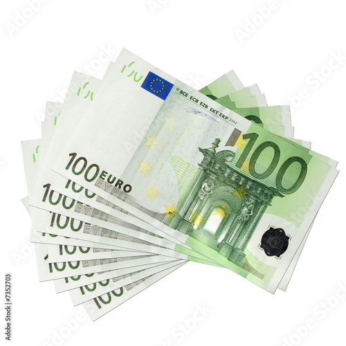 100 Euro banknotes, isolated