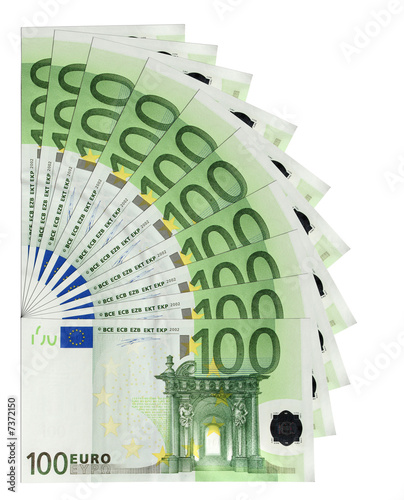 100 Euro banknotes, isolated