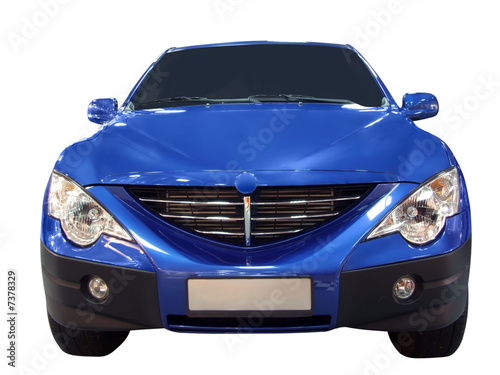 front view of blue 4x4 SUV isolated photo