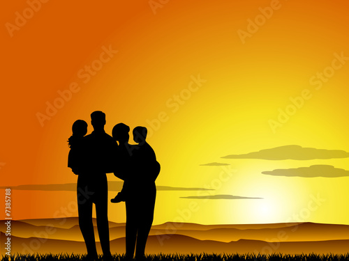 Family at sunset