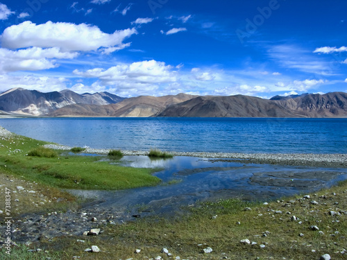 View of pangong lake on indo-tibetan border