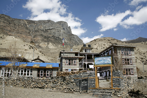 hotel lodge in manang, annapurna, nepal photo