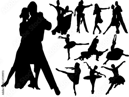 Silhouettes of people dancing