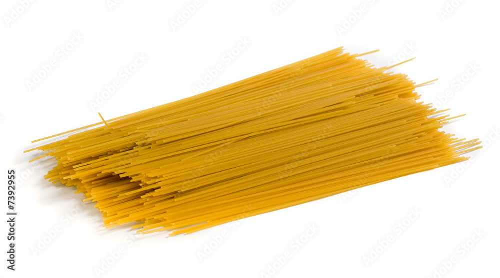 Yellow spaghetti with shadow on white background Yellow spaghetti with shadow on white background
