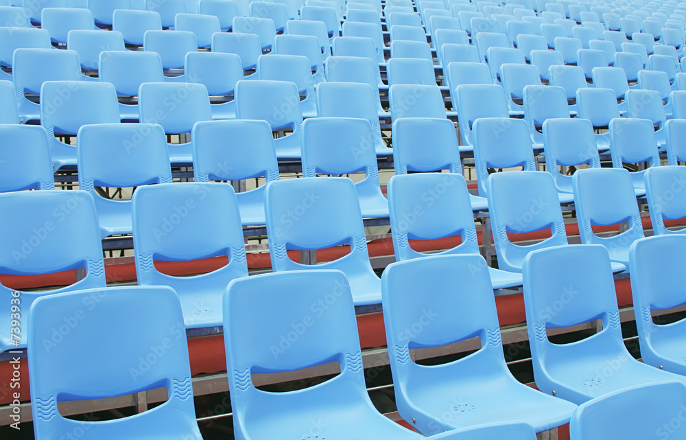 Fototapeta premium Empty Blue Seats in Open Air