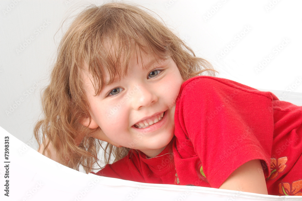 Portrait of little girl on red. Portrait of little girl on red.