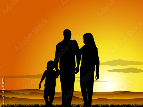 Family at sunset