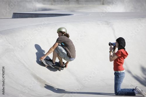 Videotaping skateboard action