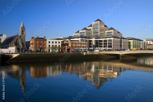 Dublin City Downtown River View In Ireland