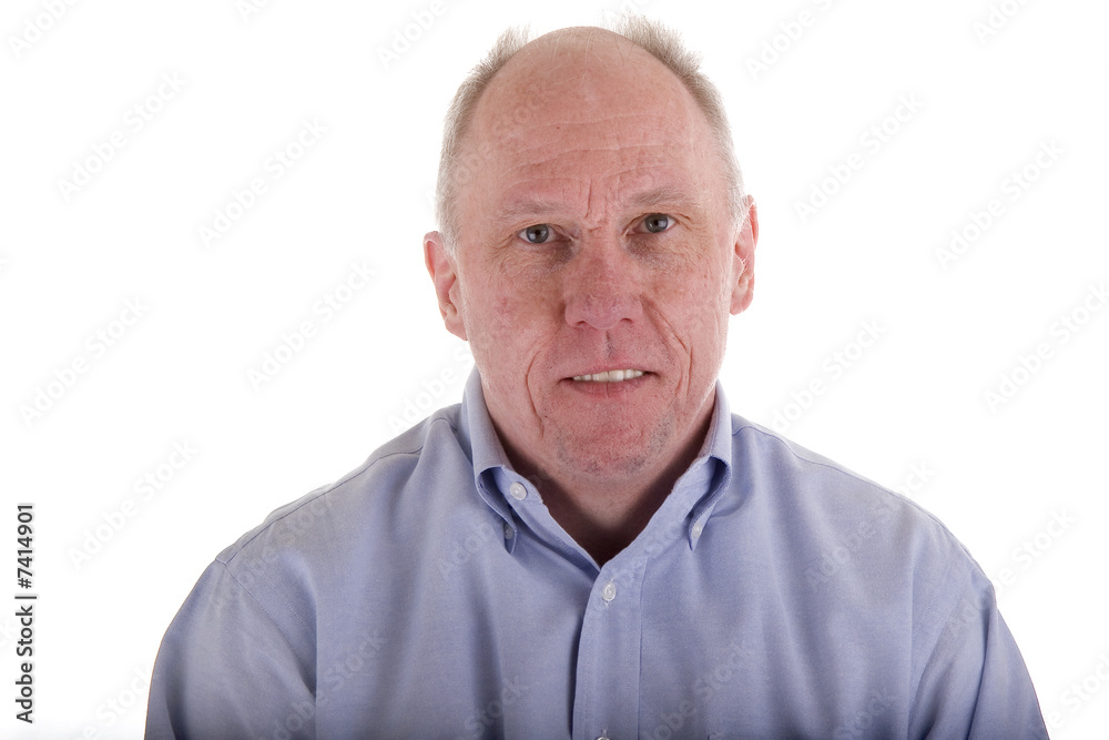 Old Guy in Blue Dress Shirt Small Smile Old Guy in Blue Dress Shirt Small Smile