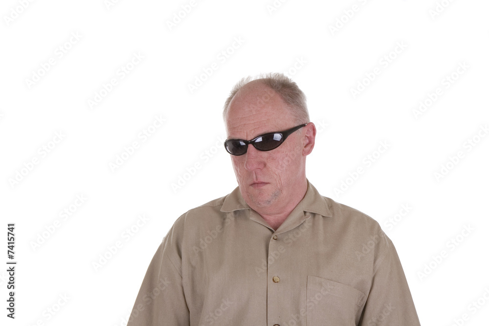 Old Guy in Wrap Around Sunglasses Stock Photo