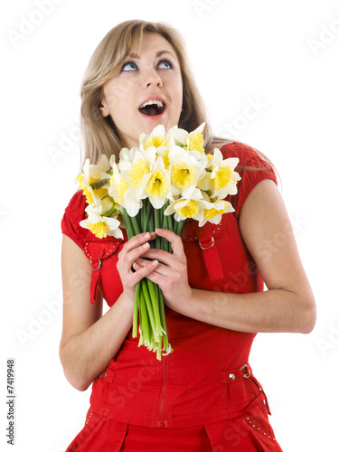 girl with daffodiles