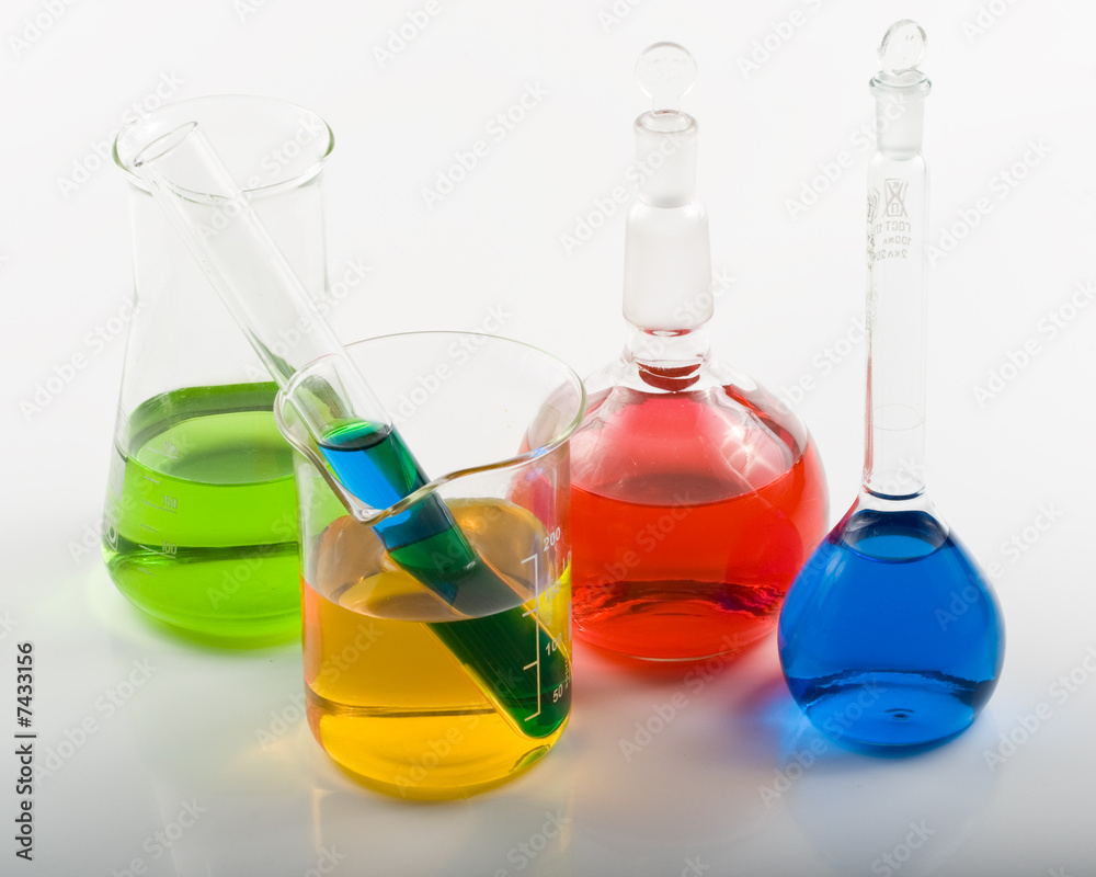 Various colorful flasks
