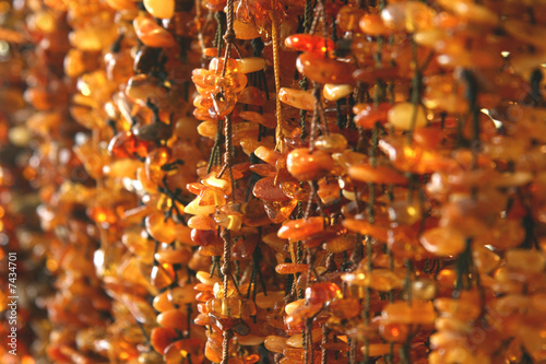 Fototapet Rows of amber necklaces