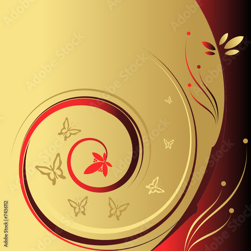 Floral  abstract  background. Frizz. Red. 