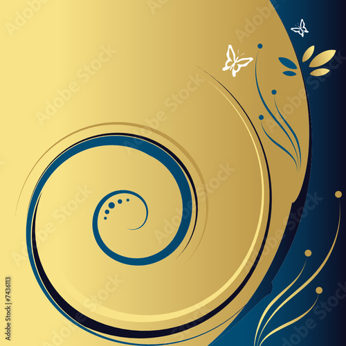 Floral  abstract  background. Frizz. Dark blue.