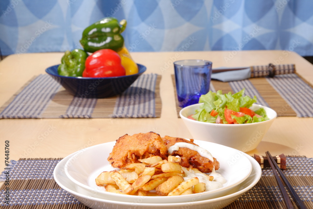 French fries and chicken French fries and chicken