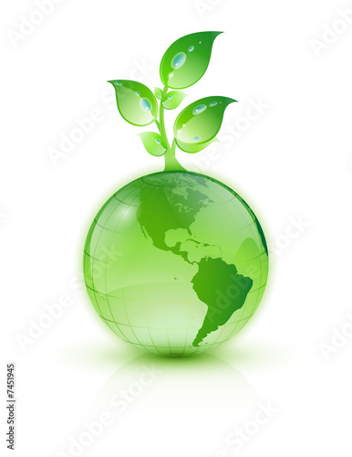 Planète terre verte avec plante