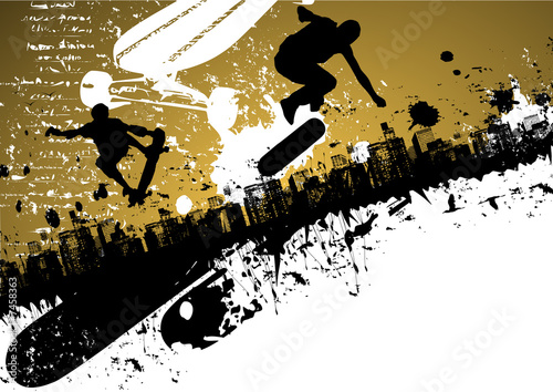 Skateboard abstract city background