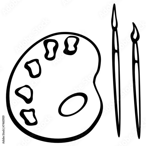 painting palette with brushes