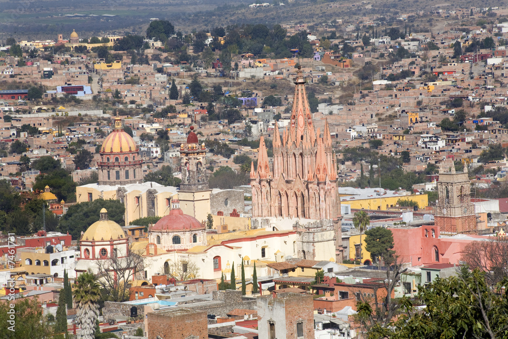 San Miguel de Allende Mexico Overlook Parroquia Archangel Church