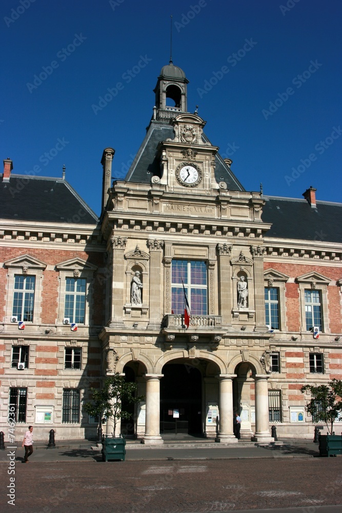 The Town Hall of the XIX-th district in Paris, France