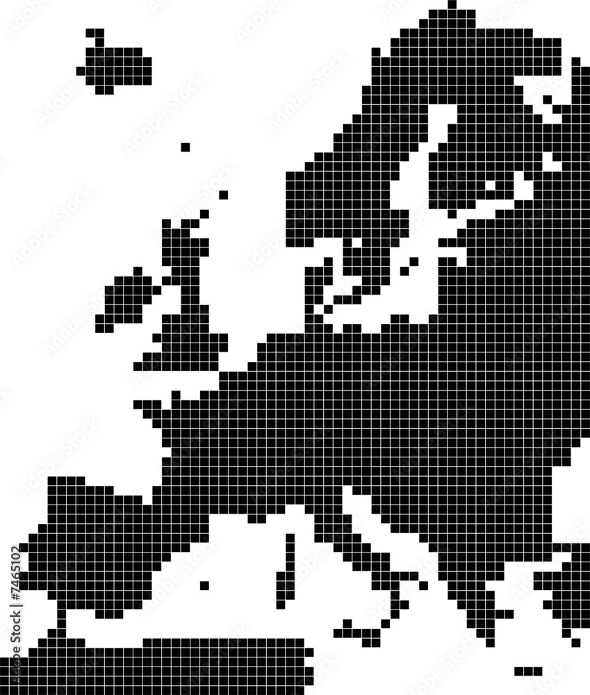 graphical map of Europe in black and white