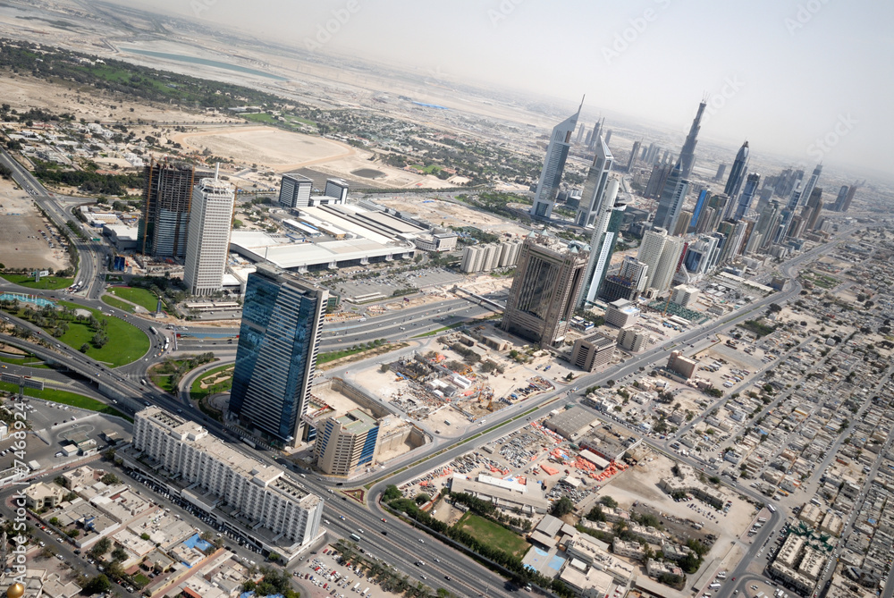 Fototapeta premium Defence Roundabout & Sheikh Zayed Road In Dubai