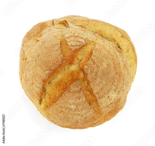 Bread with X cut isolated on white background