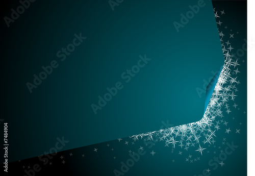 Illustrated abstract background in green with sparkles in white