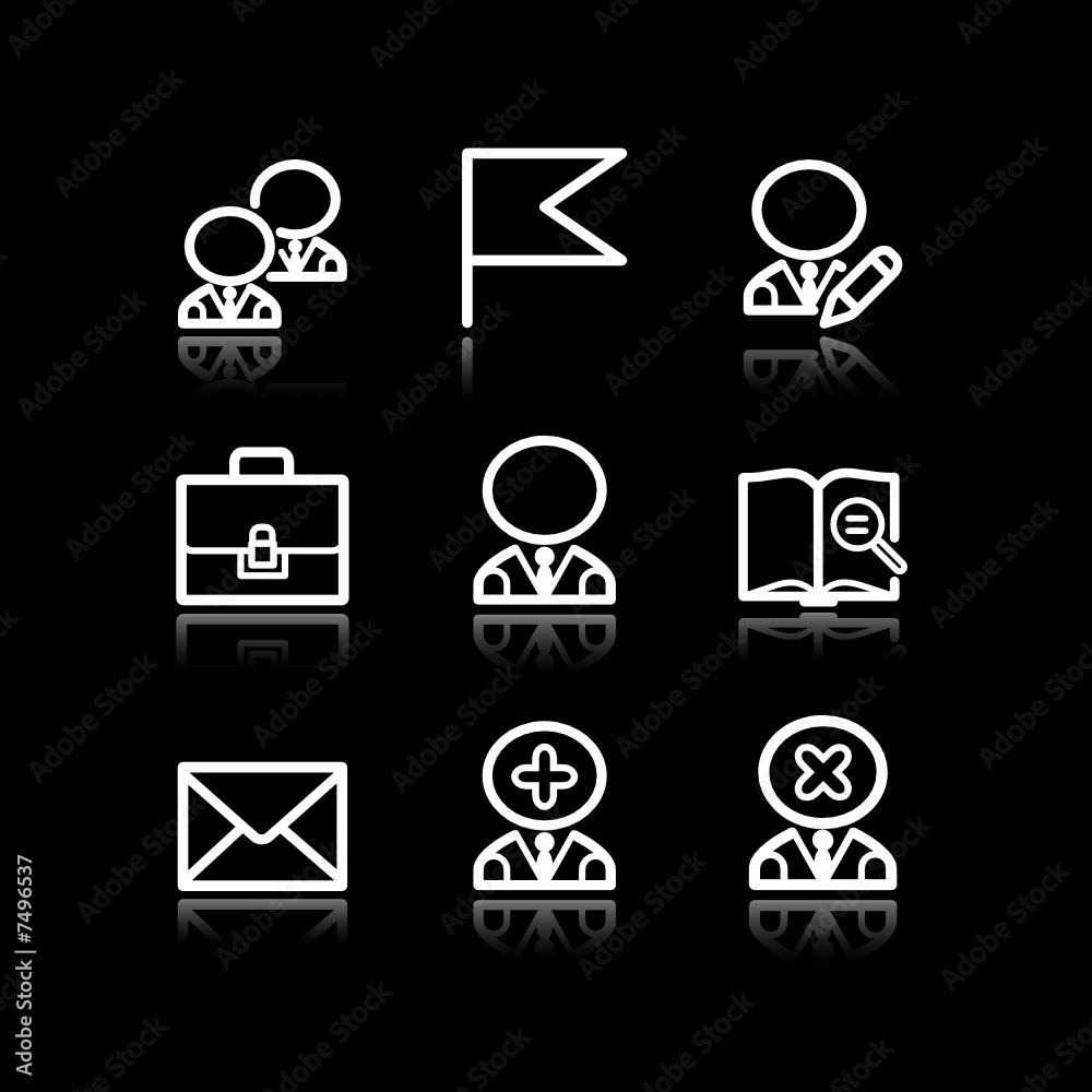 White contour web icons, set 1 White contour web icons, set 1