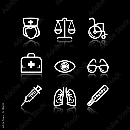 White contour web icons, set 13