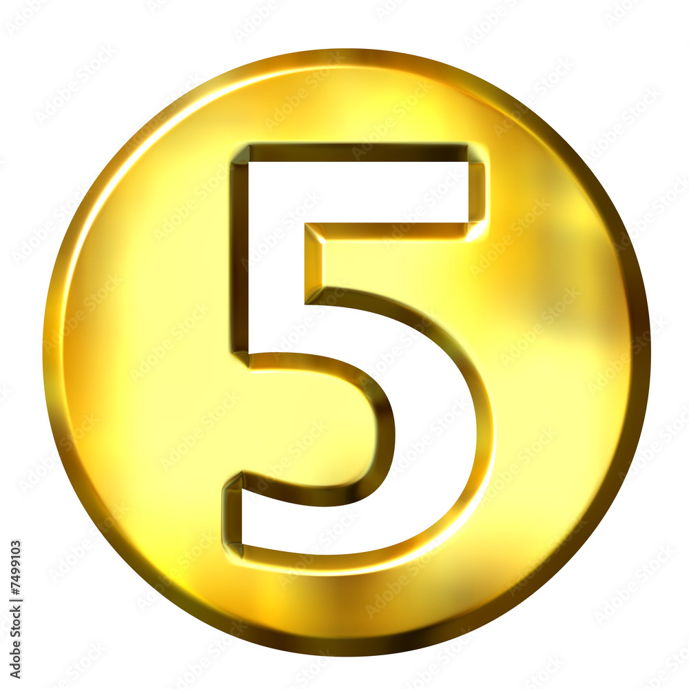 3D Golden Framed Number 5 3D Golden Framed Number 5