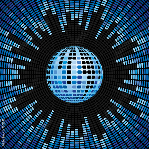 Blue Disco Ball and Equalizer Background