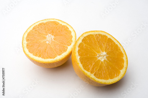 a sliced orange on a white background
