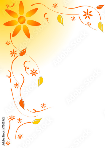 ornement jaune et fleurs