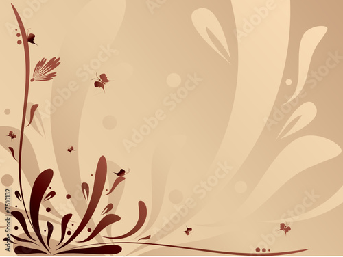 abstract floral silky background with butterflies