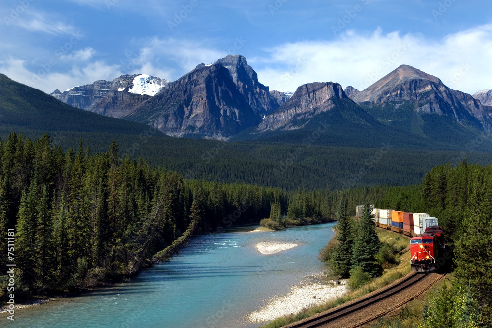 Obraz premium Pociąg towarowy w Canadian Rockies