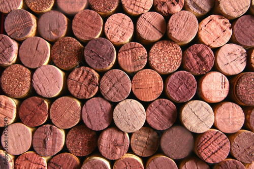 Collection of corks stained with wine