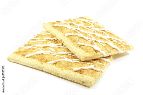 Two Toaster Pastries with Icing on White Background