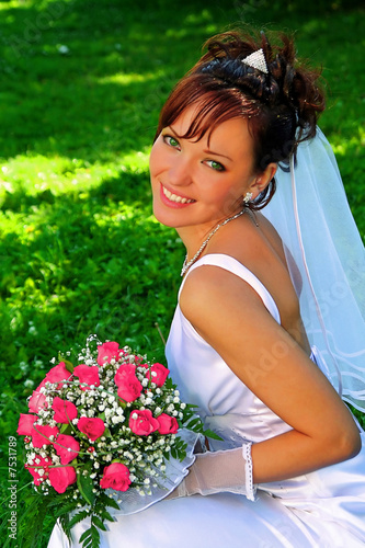 Bride with the bunch of flowers