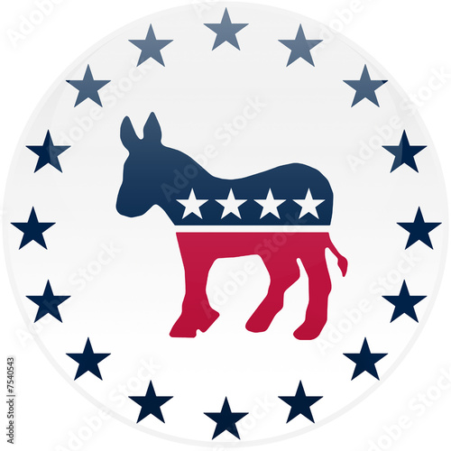 White Democrat Button photo