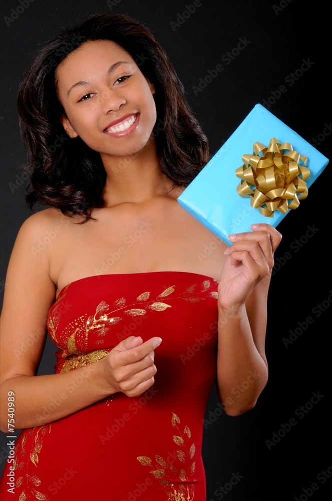 Lovely African American Girl With A Gift Lovely African American Girl With A Gift