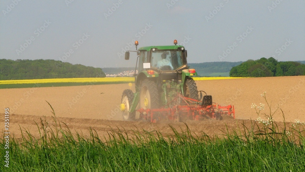 Fototapeta premium Travaux des champs: la herse