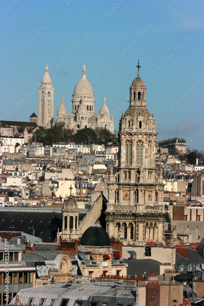 Churches raising above the cityscape of Paris