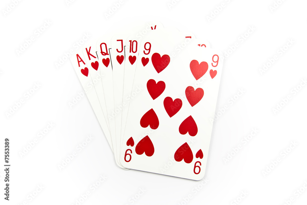 Six top heart cards isolated Six top heart cards isolated