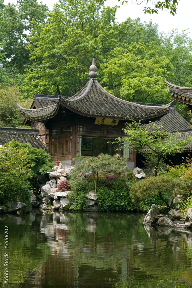 Pond in classic chinise garden, Hangzhou, China Pond in classic chinise garden, Hangzhou, China