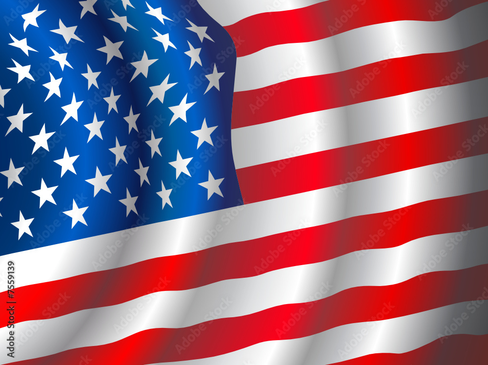 Fototapeta premium Vector American flag waving in the wind