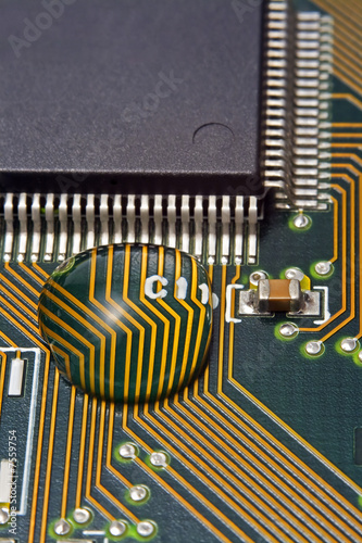 Microprocessor and Circuit Board With Water
