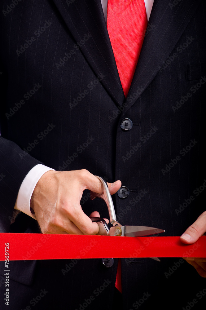 Cutting Red Ribbon Stock Photo | Adobe Stock